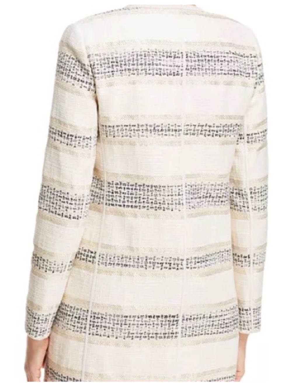 Lafayette 148 Pria Striped Jacquard Tweed Jacket in Buff Multicolor Size 6 - Picture 3 of 9